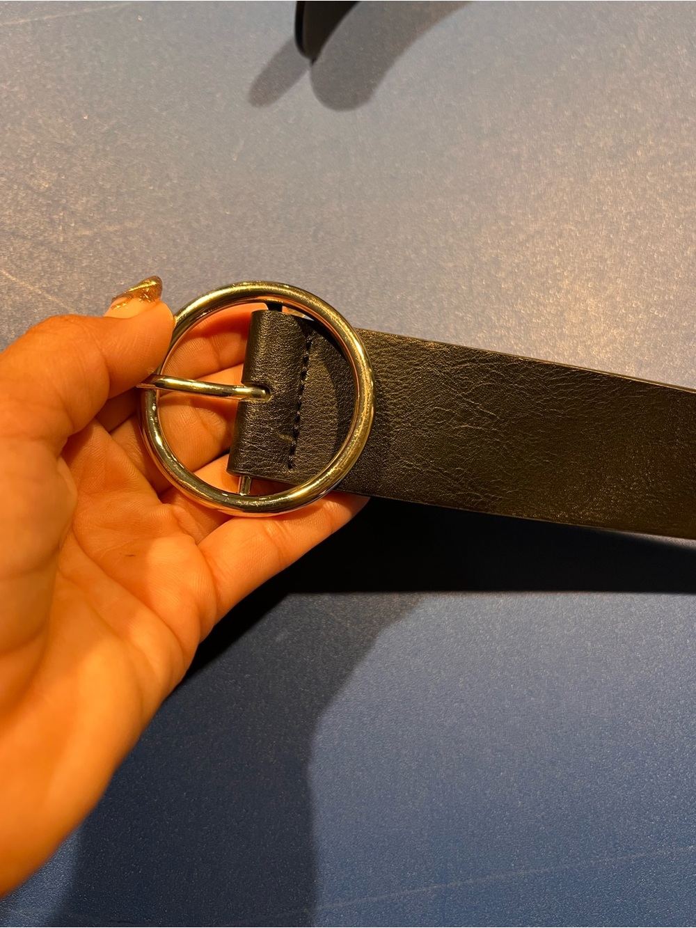 Brandy Melville Belt Black Silver Tone Faux Leather Buckle Size Small
